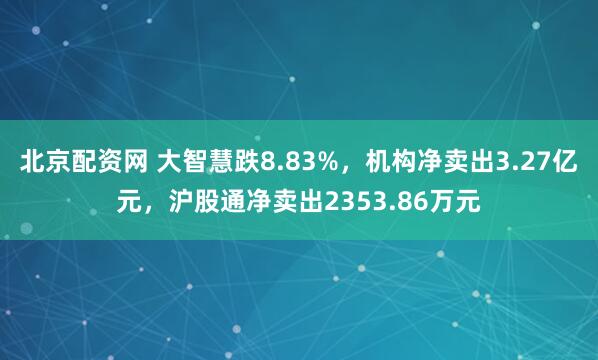 北京配资网 大智慧跌8.83%，机构净卖出3.27亿元，沪股通净卖出2353.86万元