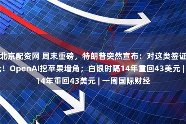 北京配资网 周末重磅，特朗普突然宣布：对这类签证加收10万美元！OpenAI挖苹果墙角；白银时隔14年重回43美元 | 一周国际财经